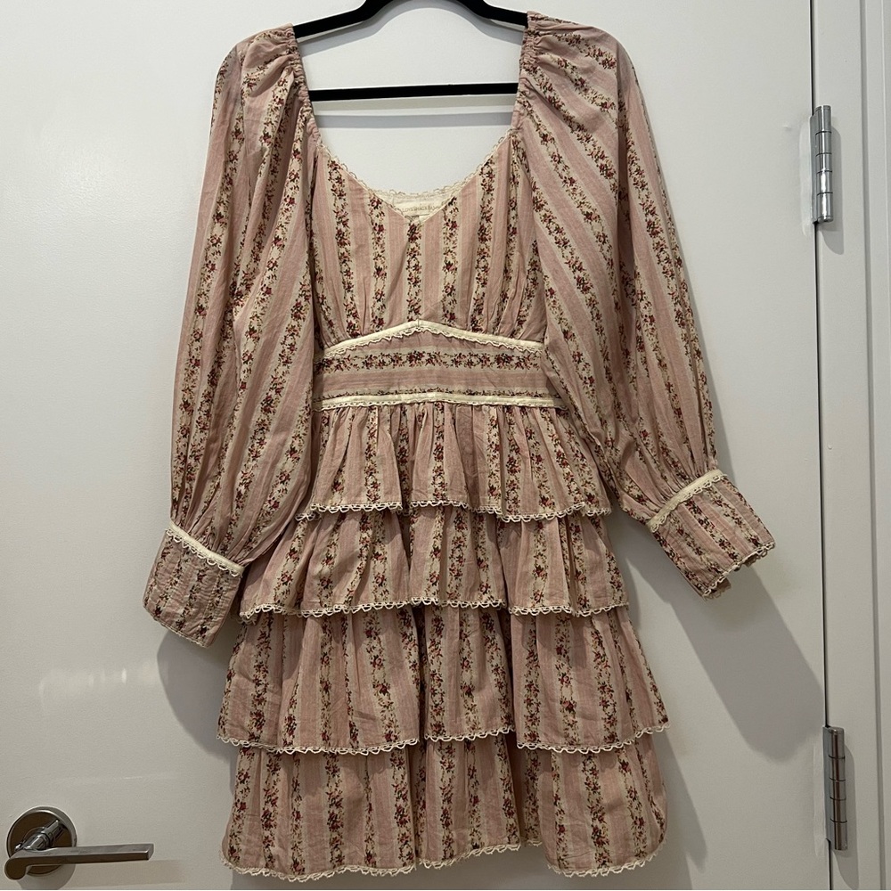 LoveShackFancy Astor Floral Mini Dress, Pink - Sz 4